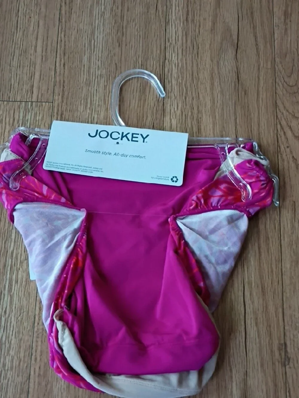 Jockey No Panty Line Promise Bikini 3-Pack - Hot Pink Floral & Nude